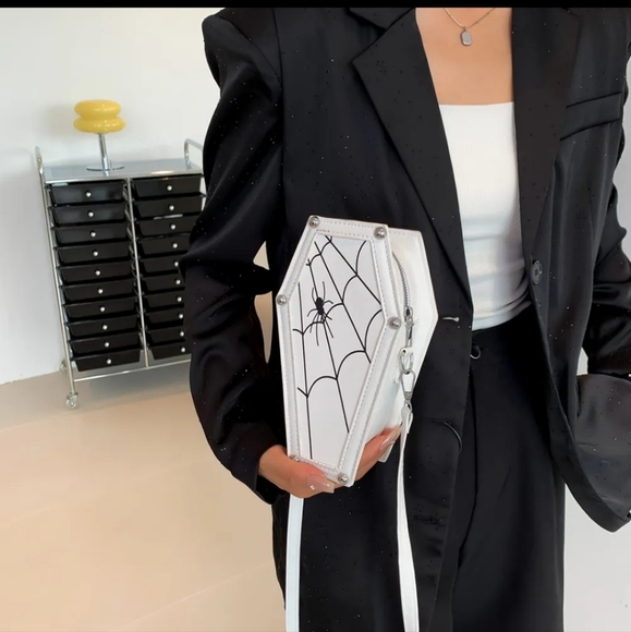 Coffin & Web Crossbody PU Bag - Picture 8 of 13